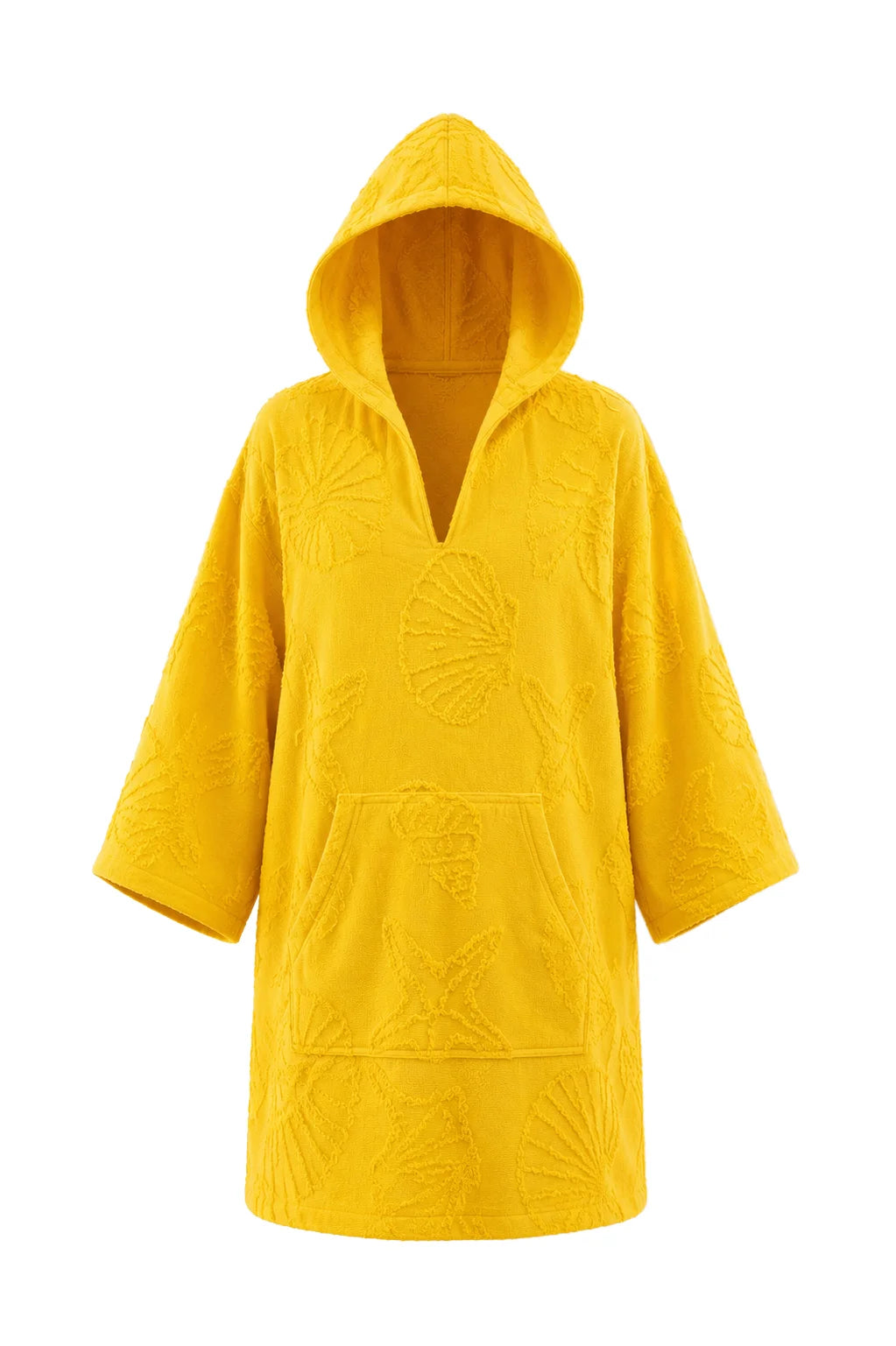 COIBA Handcrafted Unisex Adult Summer Poncho with White Pattern Detailing - Studio White Background Shot