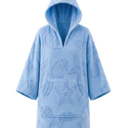 COIBA Handcrafted Unisex Adult Summer Poncho with White Pattern Detailing - Studio White Background Shot