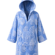 COIBA Handcrafted Unisex Adult Summer Poncho with White Pattern Detailing - Studio White Background Shot