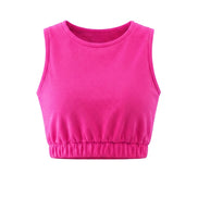 COIBA Elastic Banded Crop Top Women Casual Summer Apparel - Studio White Background Shot