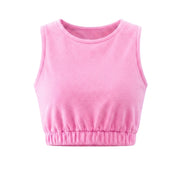 COIBA Elastic Banded Crop Top Women Casual Summer Apparel - Studio White Background Shot