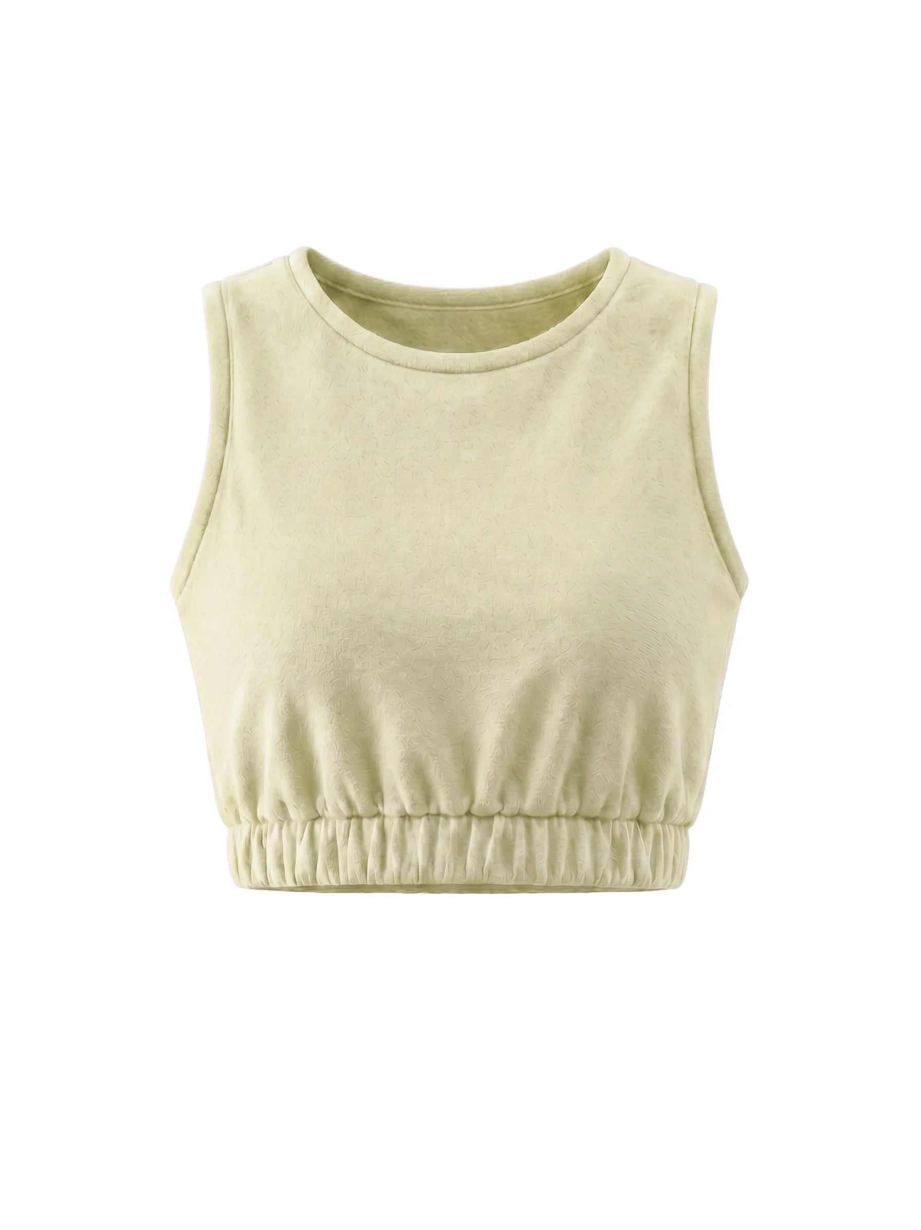 COIBA Elastic Banded Crop Top Women Casual Summer Apparel - Studio White Background Shot