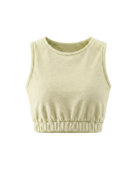 COIBA Elastic Banded Crop Top Women Casual Summer Apparel - Studio White Background Shot