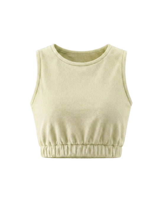 COIBA Elastic Banded Crop Top Women Casual Summer Apparel - Studio White Background Shot