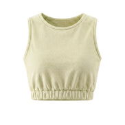 COIBA Elastic Banded Crop Top Women Casual Summer Apparel - Studio White Background Shot