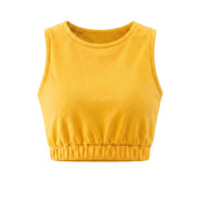 COIBA Elastic Banded Crop Top Women Casual Summer Apparel - Studio White Background Shot