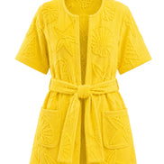 COIBA Summer Linen Dress with Waist Belt Patterned Edition - Studio White Background Shot