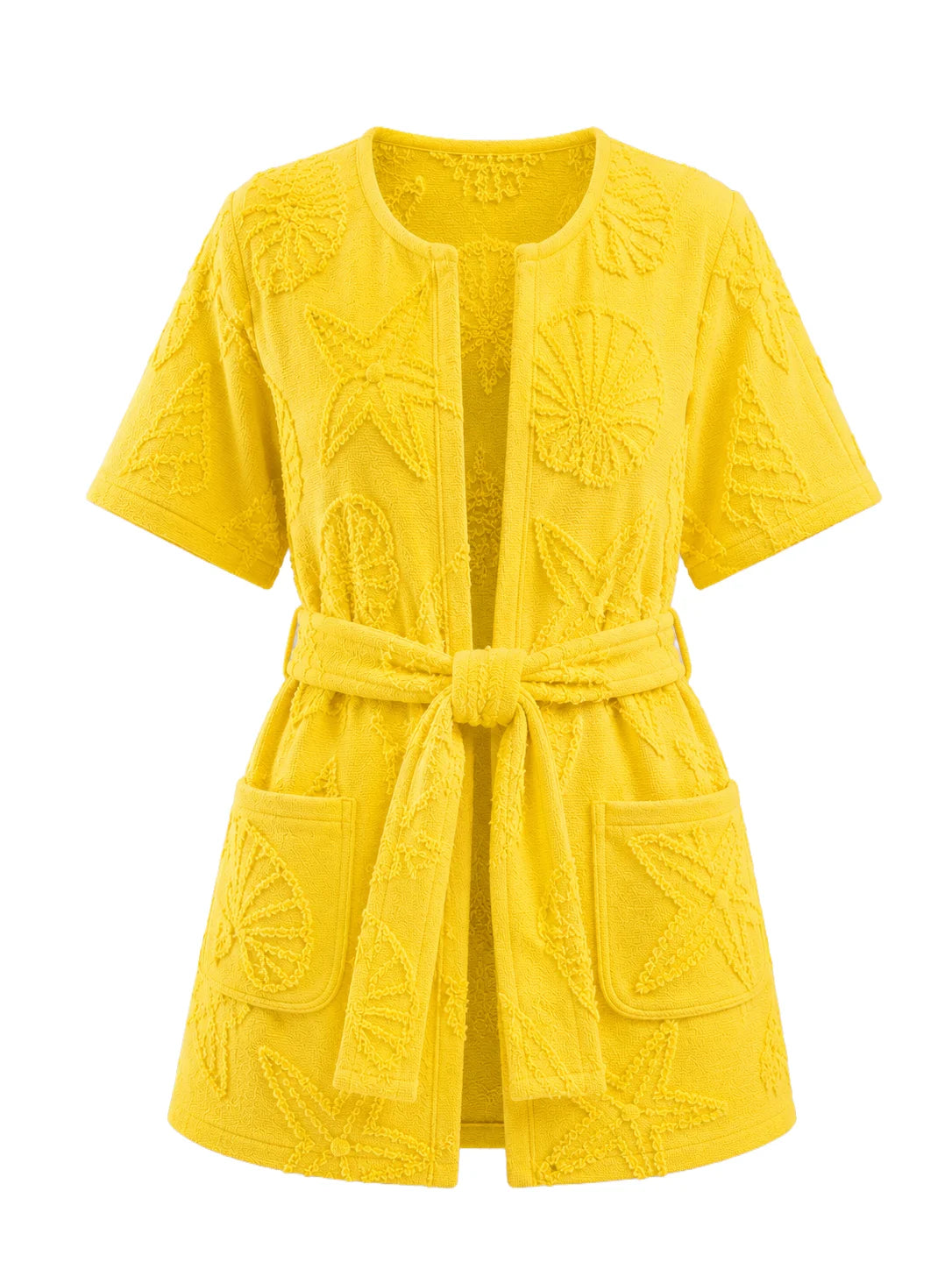 COIBA Summer Linen Dress with Waist Belt Patterned Edition - Studio White Background Shot