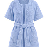 COIBA Summer Linen Dress with Waist Belt Patterned Edition - Studio White Background Shot