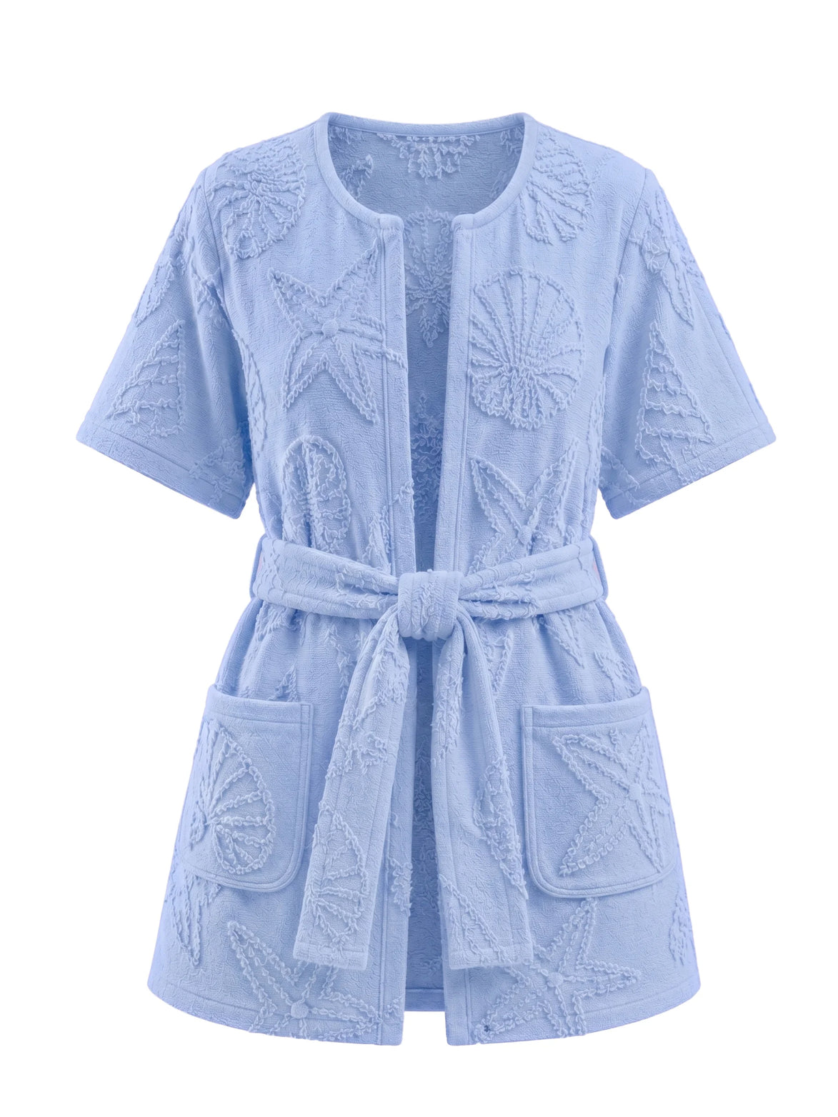 COIBA Summer Linen Dress with Waist Belt Patterned Edition - Studio White Background Shot
