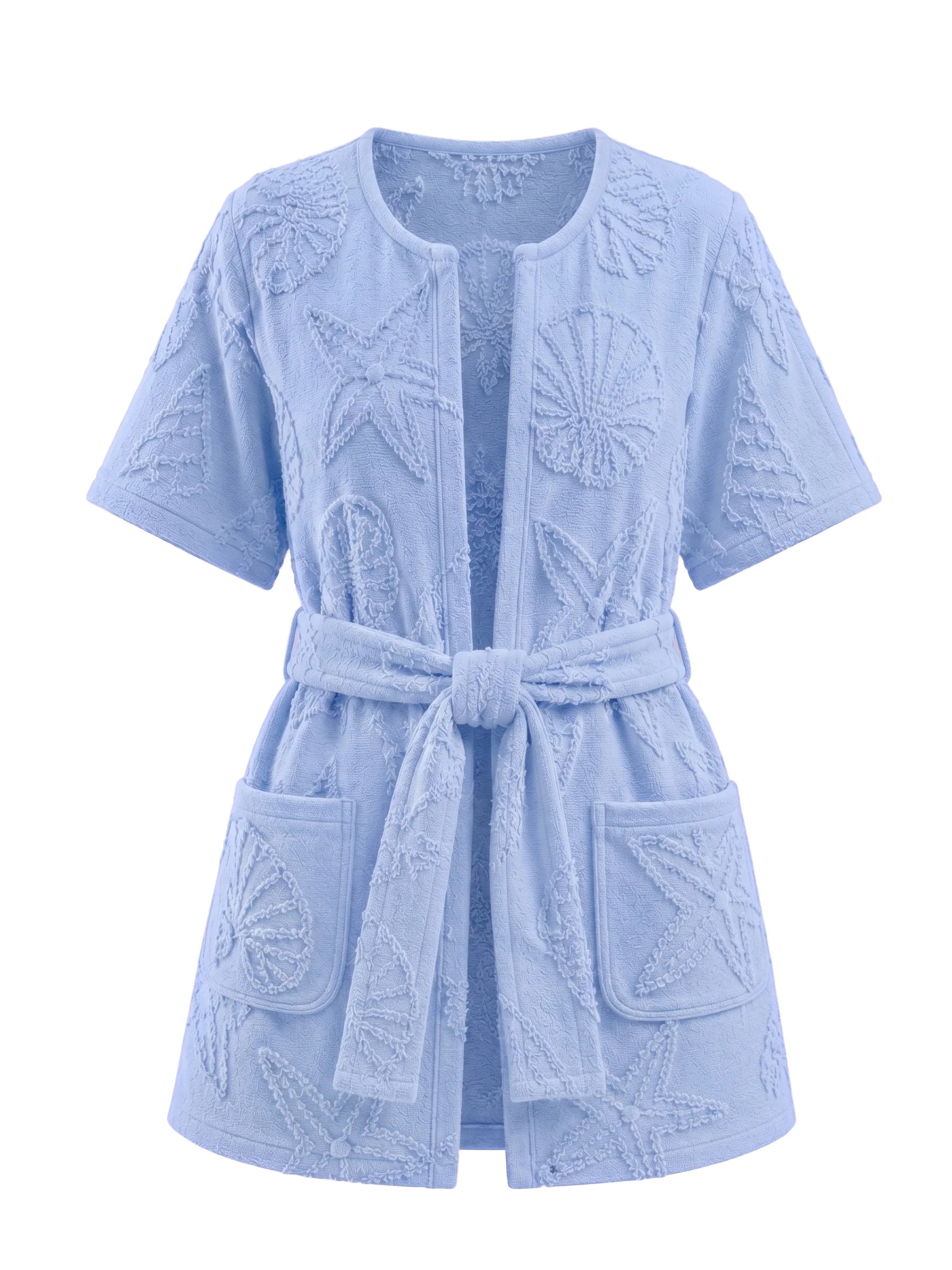 COIBA Summer Linen Dress with Waist Belt Patterned Edition - Studio White Background Shot