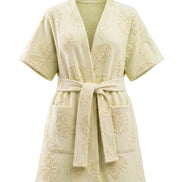 COIBA Summer Linen Dress with Waist Belt Patterned Edition - Studio White Background Shot