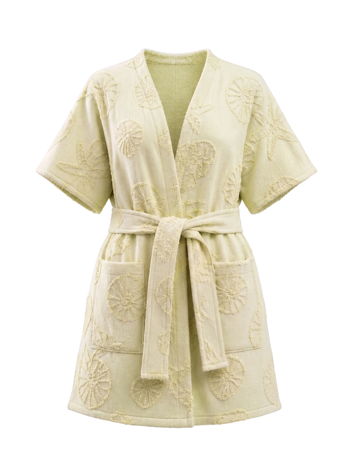 COIBA Summer Linen Dress with Waist Belt Patterned Edition - Studio White Background Shot