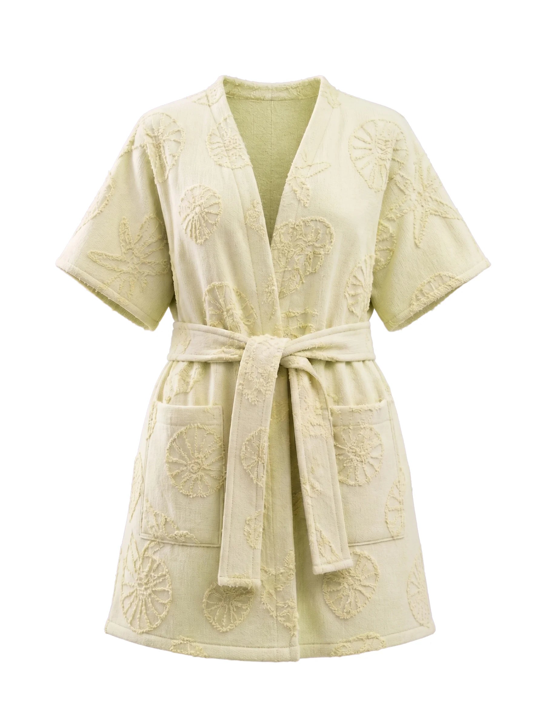 COIBA Summer Linen Dress with Waist Belt Patterned Edition - Studio White Background Shot