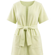 COIBA Summer Linen Dress with Waist Belt Patterned Edition - Studio White Background Shot
