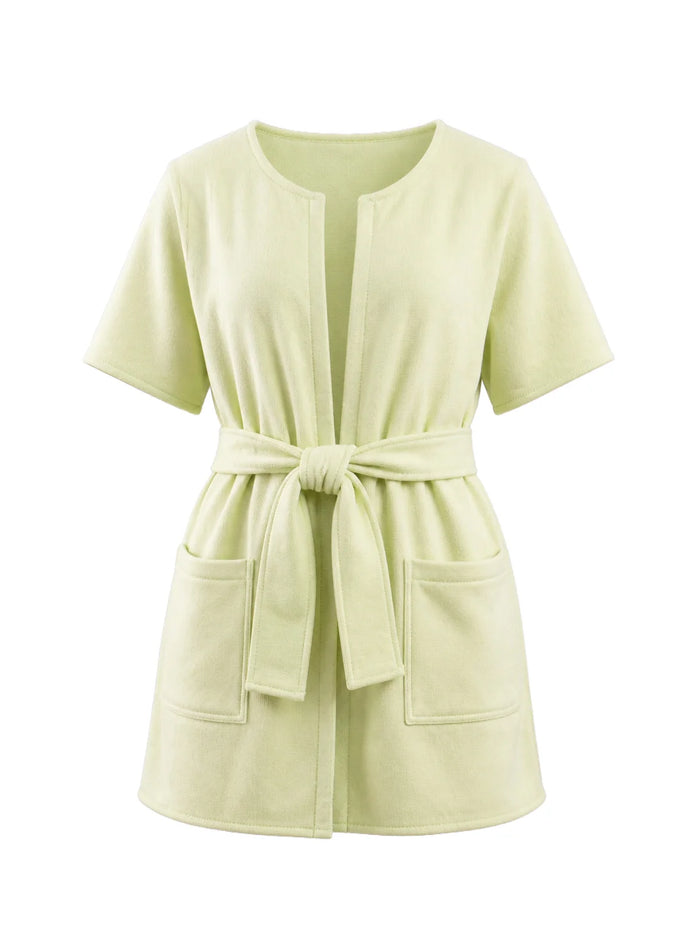 COIBA Summer Linen Dress with Waist Belt Patterned Edition - Studio White Background Shot