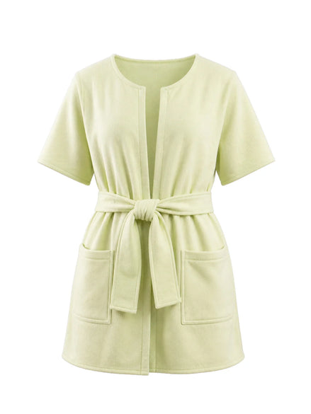 COIBA Summer Linen Dress with Waist Belt Patterned Edition - Studio White Background Shot