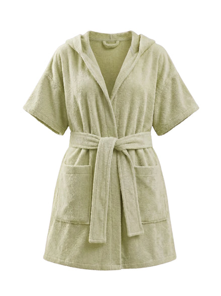 COIBA Summer Linen Dress with Waist Belt Patterned Edition - Studio White Background Shot
