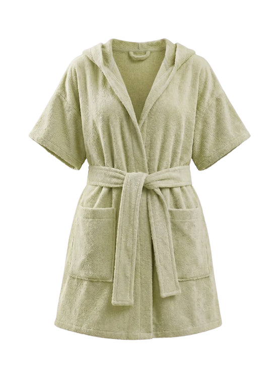 COIBA Summer Linen Dress with Waist Belt Patterned Edition - Studio White Background Shot