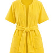 COIBA Summer Linen Dress with Waist Belt Patterned Edition - Studio White Background Shot